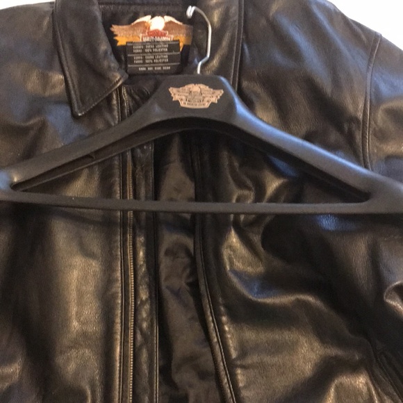 HARLEY-DAVIDSON BLACK LEATHER MID-WEIGHT JACKET XL ZIP FRONT W/HD HANGER - Picture 16 of 16